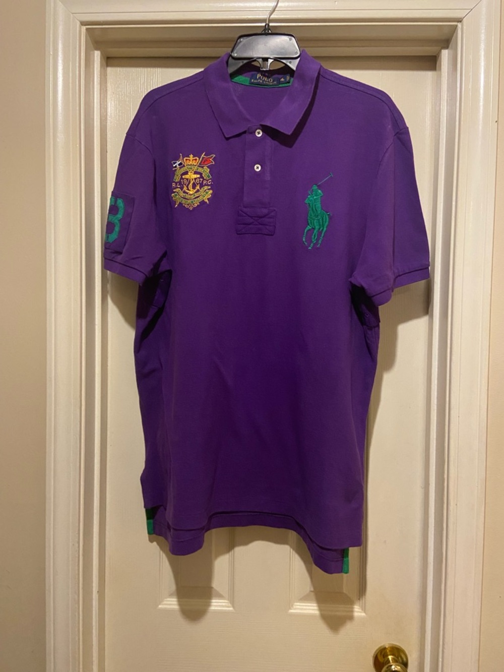 Polo by Ralph Lauren Purple Polo Shirt with Green Logo